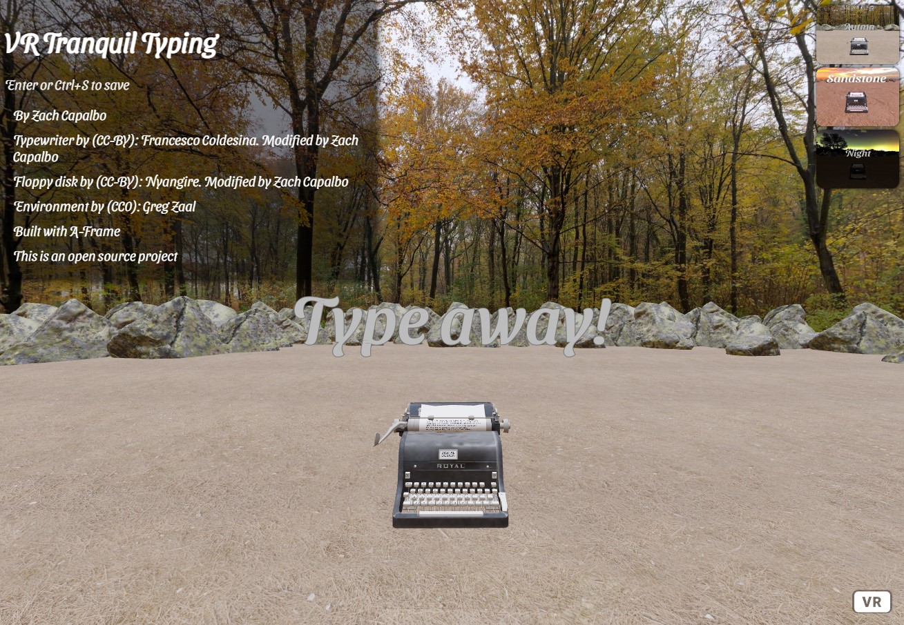 VR Tranquil Typing screenshot